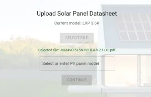 希望するソーラーパネルのデータシートをアップロードする