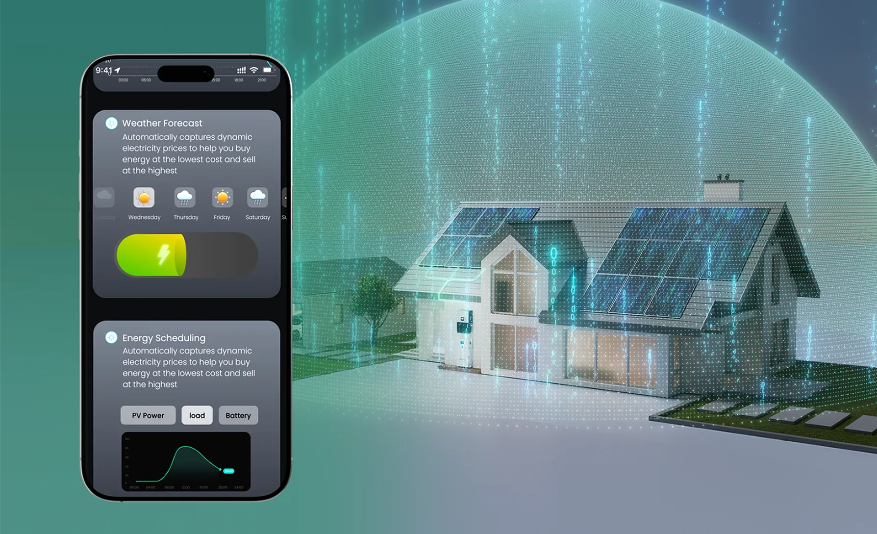 LuxpowerTek hybrid inverter and home battery storage system feature graphic