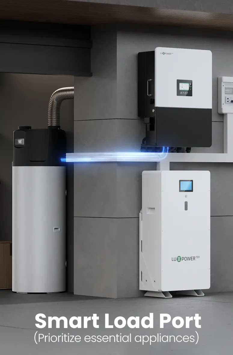 LuxpowerTek hybrid inverter and home battery storage system feature graphic