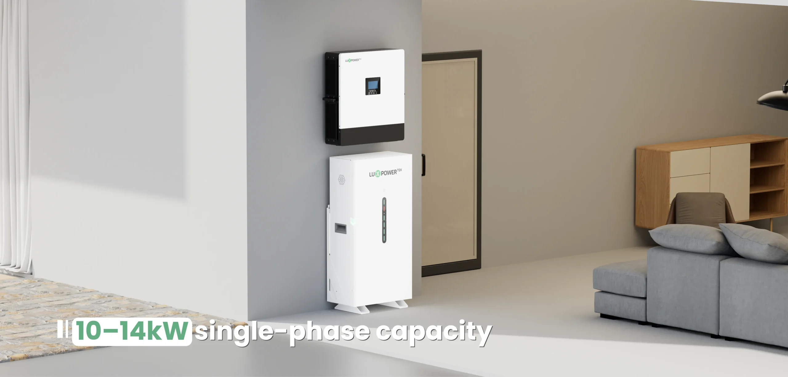 محولات الطاقة LuxpowerTek-SNA2-LT-EU بقدرة 10-14 كيلو أوم للاستخدام خارج الشبكة، مناسبة للمنازل أو الشركات الصغيرة.
